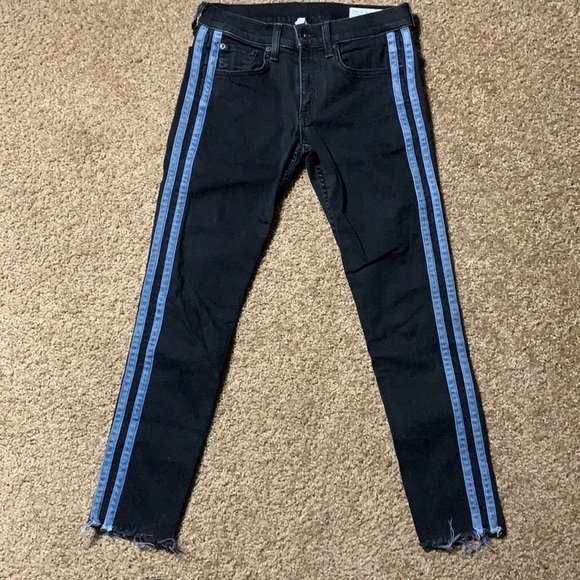 Rag and Bone striped legs jeans Size 24, very good condition, bare hem - Picture 1 of 10